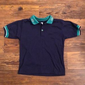 Kitestrings l Vintage Blue Green Croquet Theme Polo Shirt